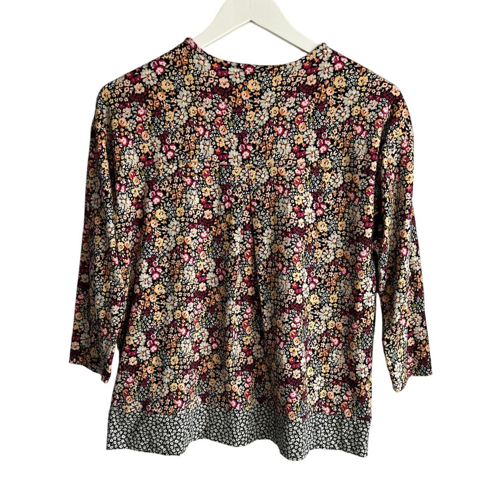 J. JILL AMELIA FLORAL PLEAT BACK EASY TEE THREE QUARTER SLEEVE TOP MULTI XSMALL - Picture 3 of 11